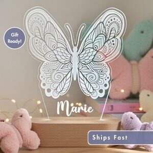 Custom LED Butterfly Name Light • Personalized Bedroom Decor • Girl Gift